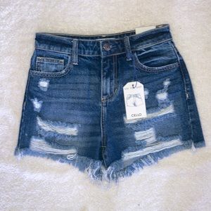 *BOGO* Cello Distressed Hi-Rise Denim Jean Shorts Cut-Off Festival